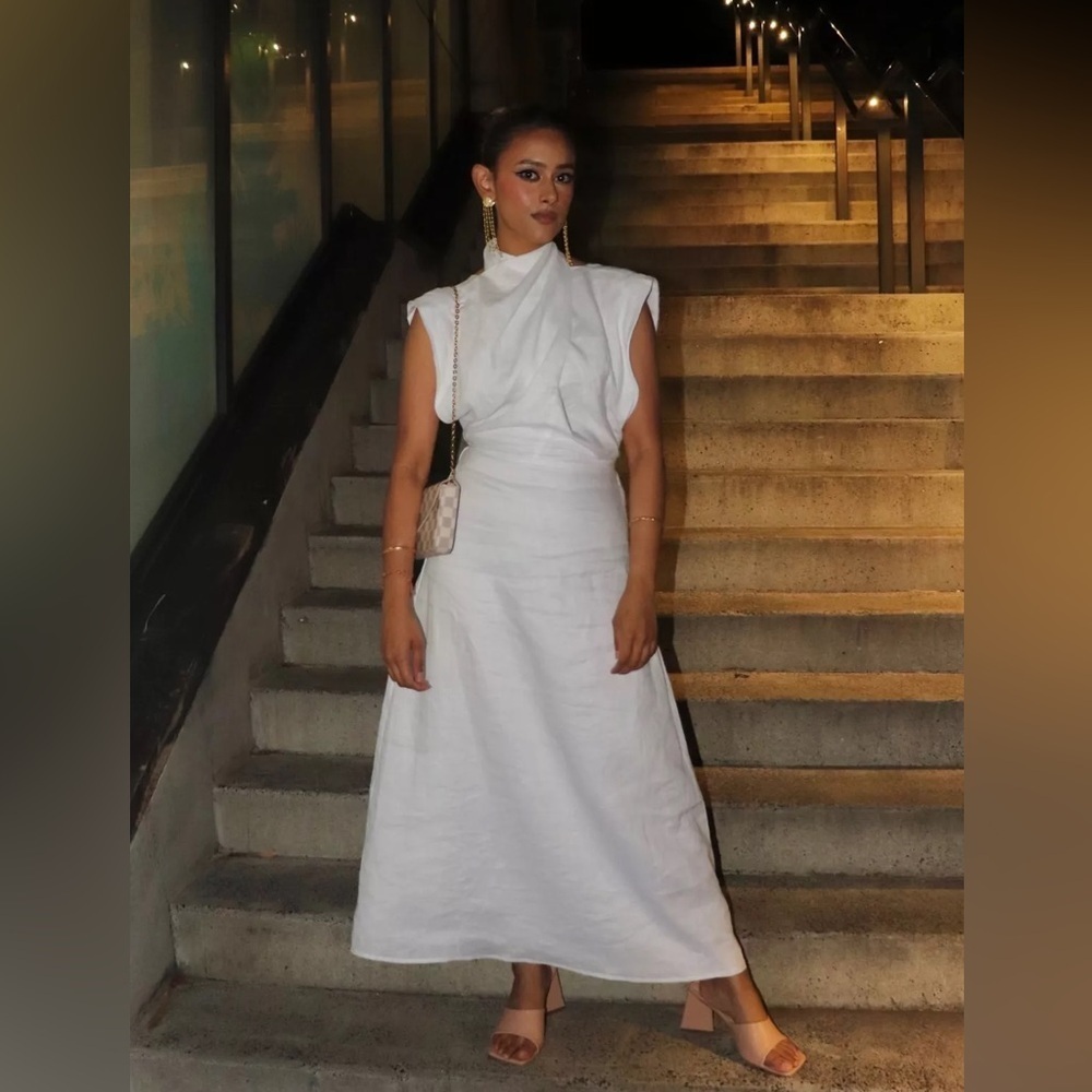 New! DISSH ALESSI White Linen Open Back Midi Dress 🤍 size 2